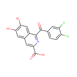 O=C(O)c1cc2cc(O)c(O)cc2c(C(=O)c2ccc(Cl)c(Cl)c2)n1 ZINC000013490150