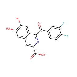 O=C(O)c1cc2cc(O)c(O)cc2c(C(=O)c2ccc(F)c(F)c2)n1 ZINC000013490149