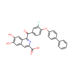 O=C(O)c1cc2cc(O)c(O)cc2c(C(=O)c2ccc(Oc3ccc(-c4ccccc4)cc3)c(F)c2)n1 ZINC000013490168