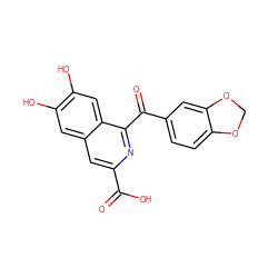 O=C(O)c1cc2cc(O)c(O)cc2c(C(=O)c2ccc3c(c2)OCO3)n1 ZINC000013470144