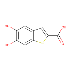 O=C(O)c1cc2cc(O)c(O)cc2s1 ZINC000059524448