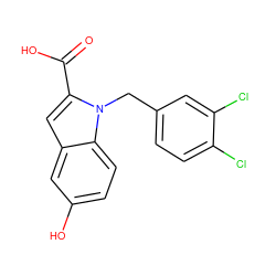 O=C(O)c1cc2cc(O)ccc2n1Cc1ccc(Cl)c(Cl)c1 ZINC000000008802