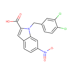 O=C(O)c1cc2ccc([N+](=O)[O-])cc2n1Cc1ccc(Cl)c(Cl)c1 ZINC000013588872