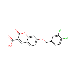 O=C(O)c1cc2ccc(OCc3ccc(Cl)c(Cl)c3)cc2oc1=O ZINC000072118743