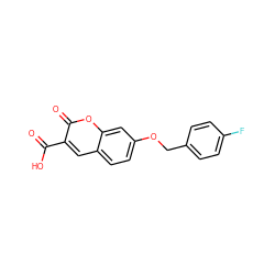 O=C(O)c1cc2ccc(OCc3ccc(F)cc3)cc2oc1=O ZINC000096286388