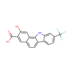 O=C(O)c1cc2ccc3c4ccc(C(F)(F)F)cc4[nH]c3c2cc1O ZINC000040949392