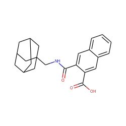 O=C(O)c1cc2ccccc2cc1C(=O)NCC12CC3CC(CC(C3)C1)C2 ZINC000013755779