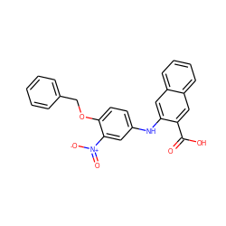 O=C(O)c1cc2ccccc2cc1Nc1ccc(OCc2ccccc2)c([N+](=O)[O-])c1 ZINC000084705672