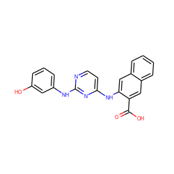 O=C(O)c1cc2ccccc2cc1Nc1ccnc(Nc2cccc(O)c2)n1 ZINC000014960339