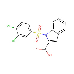 O=C(O)c1cc2ccccc2n1S(=O)(=O)c1ccc(Cl)c(Cl)c1 ZINC000001489854