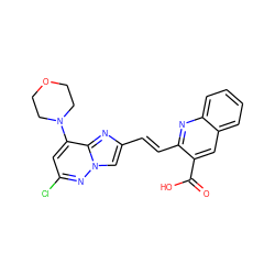 O=C(O)c1cc2ccccc2nc1/C=C/c1cn2nc(Cl)cc(N3CCOCC3)c2n1 ZINC001772574566