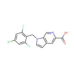 O=C(O)c1cc2ccn(Cc3c(F)cc(Cl)cc3F)c2cn1 ZINC000045286799