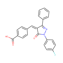 O=C(O)c1ccc(/C=C2\C(=O)N(c3ccc(F)cc3)N=C2c2ccccc2)cc1 ZINC000064448412