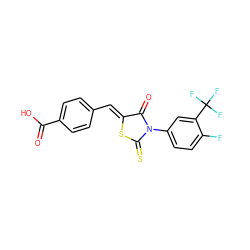 O=C(O)c1ccc(/C=C2\SC(=S)N(c3ccc(F)c(C(F)(F)F)c3)C2=O)cc1 ZINC000040393062