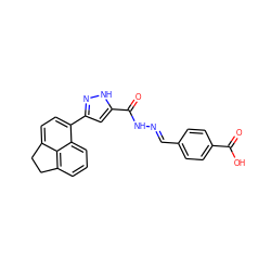 O=C(O)c1ccc(/C=N/NC(=O)c2cc(-c3ccc4c5c(cccc35)CC4)n[nH]2)cc1 ZINC000005126158