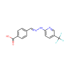 O=C(O)c1ccc(/C=N/Nc2ccc(C(F)(F)F)cn2)cc1 ZINC000005119811