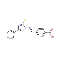 O=C(O)c1ccc(/C=N/n2cc(-c3ccccc3)nc2S)cc1 ZINC000003332781