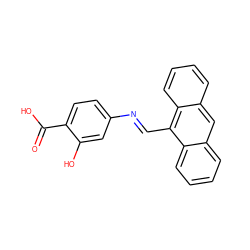 O=C(O)c1ccc(/N=C/c2c3ccccc3cc3ccccc23)cc1O ZINC000000132711