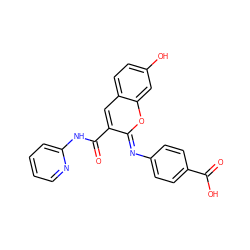 O=C(O)c1ccc(/N=c2\oc3cc(O)ccc3cc2C(=O)Nc2ccccn2)cc1 ZINC000096286197