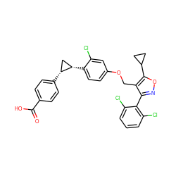 O=C(O)c1ccc([C@@H]2C[C@@H]2c2ccc(OCc3c(-c4c(Cl)cccc4Cl)noc3C3CC3)cc2Cl)cc1 ZINC000115372388