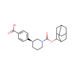 O=C(O)c1ccc([C@@H]2CCCN(C(=O)OC3C4CC5CC(C4)CC3C5)C2)cc1 ZINC000147303792