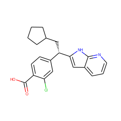 O=C(O)c1ccc([C@H](CC2CCCC2)c2cc3cccnc3[nH]2)cc1Cl ZINC000653793816