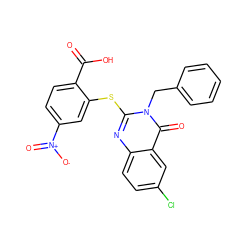 O=C(O)c1ccc([N+](=O)[O-])cc1Sc1nc2ccc(Cl)cc2c(=O)n1Cc1ccccc1 ZINC000096258068