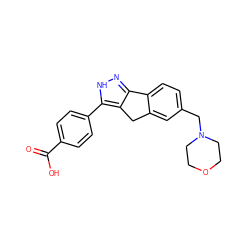 O=C(O)c1ccc(-c2[nH]nc3c2Cc2cc(CN4CCOCC4)ccc2-3)cc1 ZINC000028714072