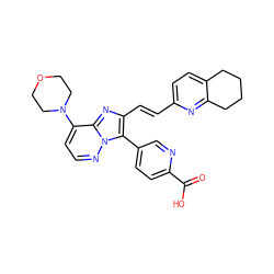 O=C(O)c1ccc(-c2c(/C=C/c3ccc4c(n3)CCCC4)nc3c(N4CCOCC4)ccnn23)cn1 ZINC001772624833