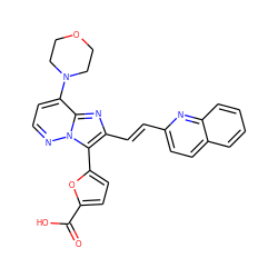 O=C(O)c1ccc(-c2c(/C=C/c3ccc4ccccc4n3)nc3c(N4CCOCC4)ccnn23)o1 ZINC001772605822