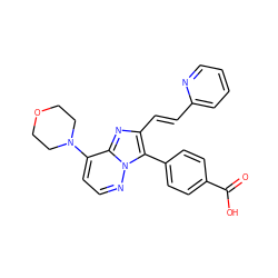 O=C(O)c1ccc(-c2c(/C=C/c3ccccn3)nc3c(N4CCOCC4)ccnn23)cc1 ZINC001772600482