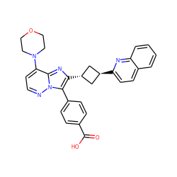 O=C(O)c1ccc(-c2c([C@H]3C[C@H](c4ccc5ccccc5n4)C3)nc3c(N4CCOCC4)ccnn23)cc1 ZINC001772616465