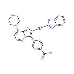 O=C(O)c1ccc(-c2c(C#Cc3nc4ccccc4[nH]3)nc3c(N4CCOCC4)ccnn23)cc1 ZINC001772588427