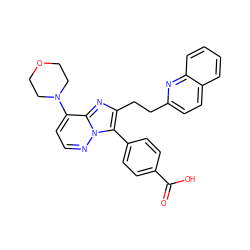 O=C(O)c1ccc(-c2c(CCc3ccc4ccccc4n3)nc3c(N4CCOCC4)ccnn23)cc1 ZINC001772599103