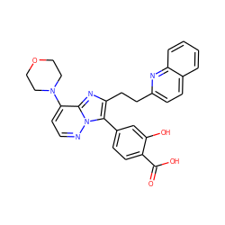 O=C(O)c1ccc(-c2c(CCc3ccc4ccccc4n3)nc3c(N4CCOCC4)ccnn23)cc1O ZINC001772617721