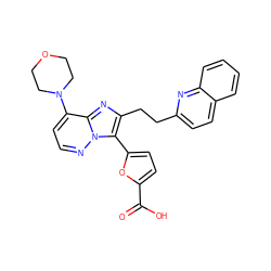 O=C(O)c1ccc(-c2c(CCc3ccc4ccccc4n3)nc3c(N4CCOCC4)ccnn23)o1 ZINC001772632322