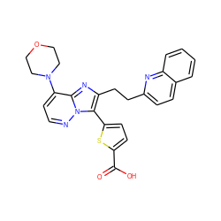 O=C(O)c1ccc(-c2c(CCc3ccc4ccccc4n3)nc3c(N4CCOCC4)ccnn23)s1 ZINC001772649290