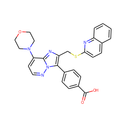 O=C(O)c1ccc(-c2c(CSc3ccc4ccccc4n3)nc3c(N4CCOCC4)ccnn23)cc1 ZINC001772652007