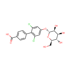 O=C(O)c1ccc(-c2c(Cl)cc(O[C@H]3O[C@H](CO)[C@@H](O)[C@H](O)[C@@H]3O)cc2Cl)cc1 ZINC000072108630