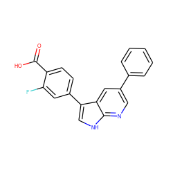 O=C(O)c1ccc(-c2c[nH]c3ncc(-c4ccccc4)cc23)cc1F ZINC001772653905