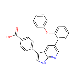 O=C(O)c1ccc(-c2c[nH]c3ncc(-c4ccccc4Oc4ccccc4)cc23)cc1 ZINC000146387266