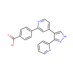 O=C(O)c1ccc(-c2cc(-c3c[nH]nc3-c3ccccn3)ccn2)cc1 ZINC000045259884