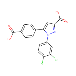 O=C(O)c1ccc(-c2cc(C(=O)O)nn2-c2ccc(Cl)c(Cl)c2)cc1 ZINC000299864231