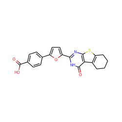 O=C(O)c1ccc(-c2ccc(-c3nc4sc5c(c4c(=O)[nH]3)CCCC5)o2)cc1 ZINC000001085959