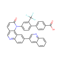 O=C(O)c1ccc(-c2ccc(-n3c(=O)ccc4cnc5ccc(-c6cnc7ccccc7c6)cc5c43)cc2C(F)(F)F)cc1 ZINC000072176420