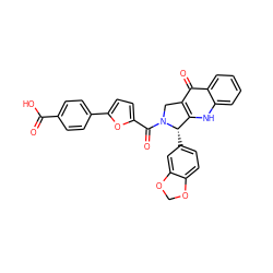 O=C(O)c1ccc(-c2ccc(C(=O)N3Cc4c([nH]c5ccccc5c4=O)[C@@H]3c3ccc4c(c3)OCO4)o2)cc1 ZINC000027439093