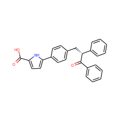 O=C(O)c1ccc(-c2ccc(C[C@@H](C(=O)c3ccccc3)c3ccccc3)cc2)[nH]1 ZINC000084633792