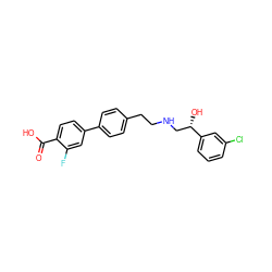 O=C(O)c1ccc(-c2ccc(CCNC[C@H](O)c3cccc(Cl)c3)cc2)cc1F ZINC000029132150