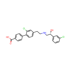 O=C(O)c1ccc(-c2ccc(CCNC[C@H](O)c3cccc(Cl)c3)cc2Cl)cc1 ZINC000029131990