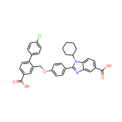 O=C(O)c1ccc(-c2ccc(Cl)cc2)c(COc2ccc(-c3nc4cc(C(=O)O)ccc4n3C3CCCCC3)cc2)c1 ZINC000036350436